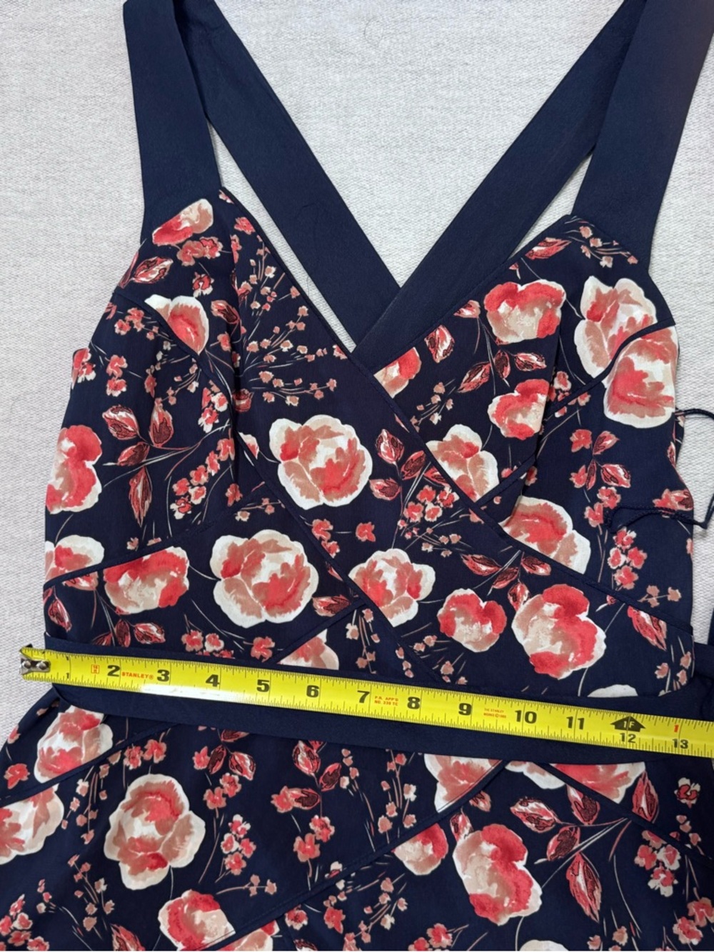 Adrianna Papell Navy Floral V-Neck Dress